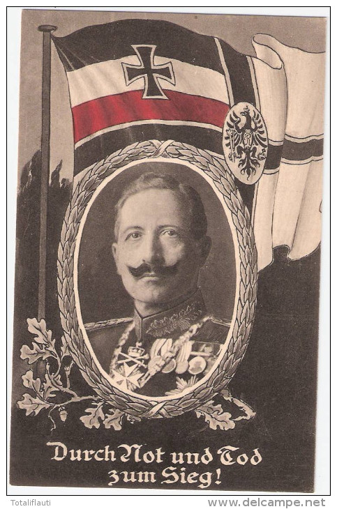 Kaiser Wilhelm II Uniform Orden Eichenkranz Reichskriegs Flagge Patriotika TOP-Erhaltung Ungelaufen - Personnages