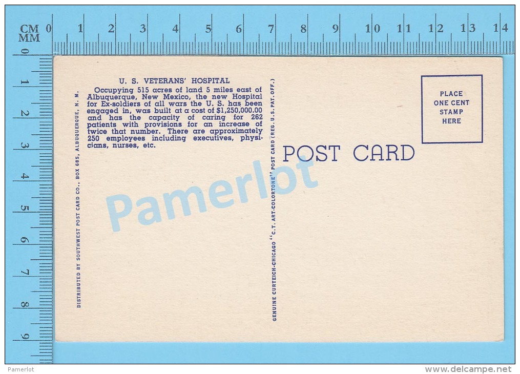 CPSM, New Mexico ( U.S. Veterans' Hospital Albuquerque ) Linen Postcard Recto/Verso - Albuquerque