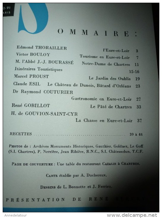 1963LA FRANCE A TABLE :  L' EURE Et LOIR  (Chartres,Dunois,Montigny-le-Gannelon,Châteaudun,Bonneval...etc - Toerisme En Regio's