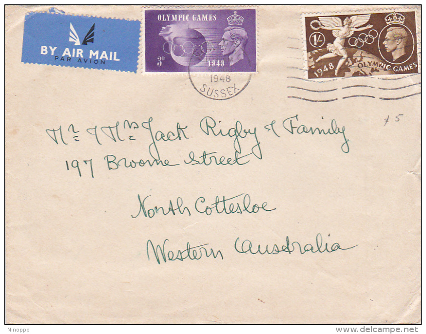 Great Britain 1948 Olympic Games Cover Sent To Australia - Ete 1948: Londres