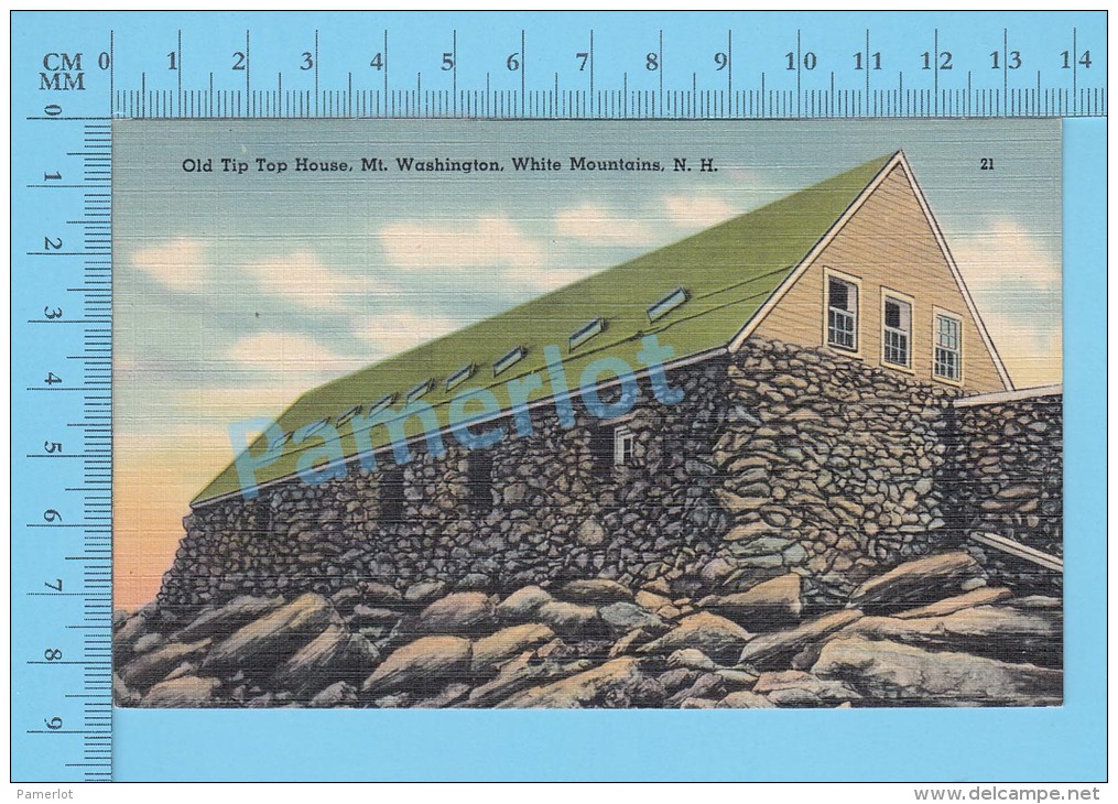 CPSM, New Hampshire ( Old Tip Top House Mt. Washington, White Mountains ) Linen Postcard Recto/Verso - White Mountains