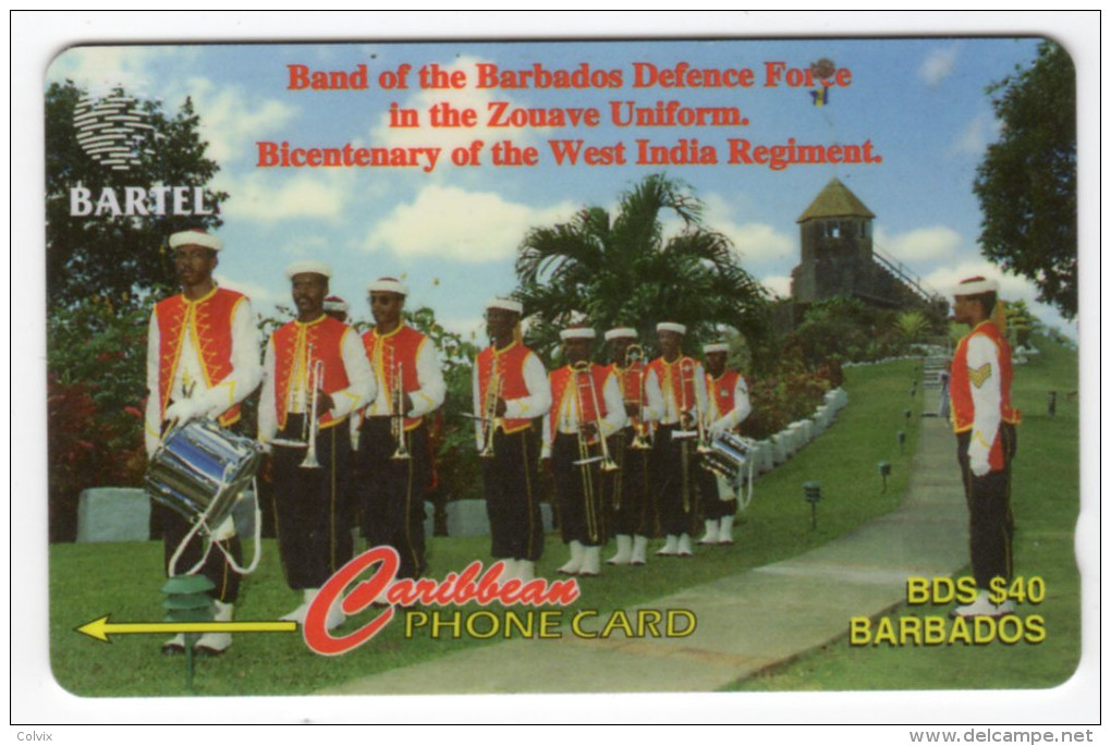 BARBADES CARAIBES MV Cards BAR-88A Defense Force Band 40$ CN 88CBDA - Barbados (Barbuda)