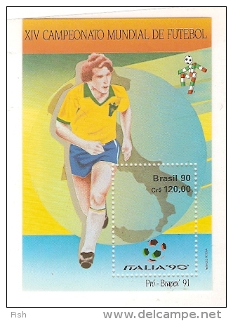 Brazil ** & XIV Campeonato Do Mundial De Futebol, Italia 90 1991 - Blocs-feuillets