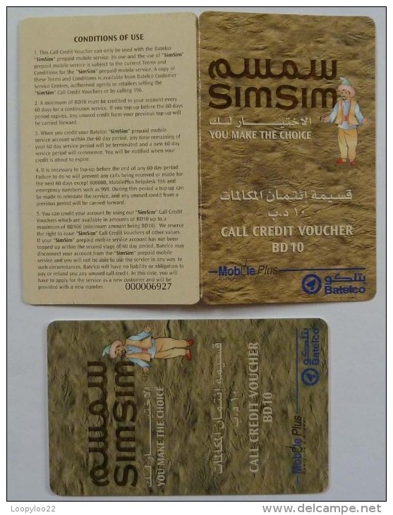 BAHRAIN - GSM Top Up - Simsim - Batelco - With Original Folder - Used - Bahrain