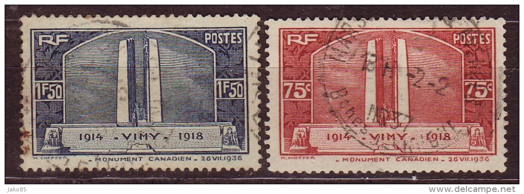 FRANCE - 1936 - YT  N°316 / 317  -oblitérés - Viny - Oblitérés