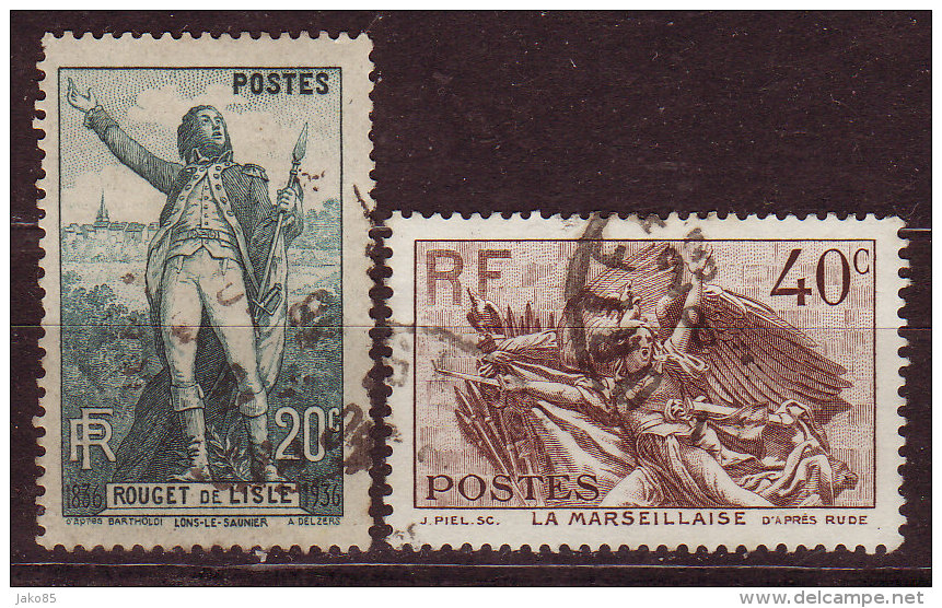 - FRANCE - 1936 - YT  N°314 / 315  -oblitérés - Rouget De Lisle - Oblitérés
