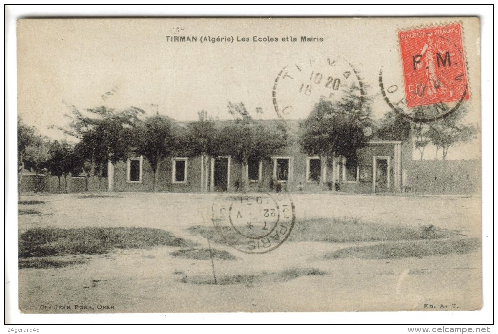 CPSM TIRMAN (Algérie) - Les Ecoles Et La Mairie - Other & Unclassified