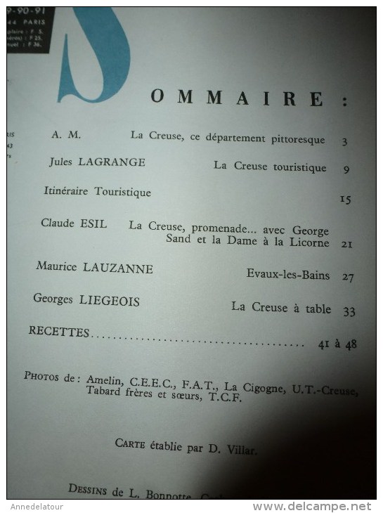 1968  LA FRANCE A TABLE : La CREUSE (Aubusson, Evaux-les-Bains,Crocq, Glenic, Felletin,Fresselines, Une Paire De Boeufs - Autres & Non Classés