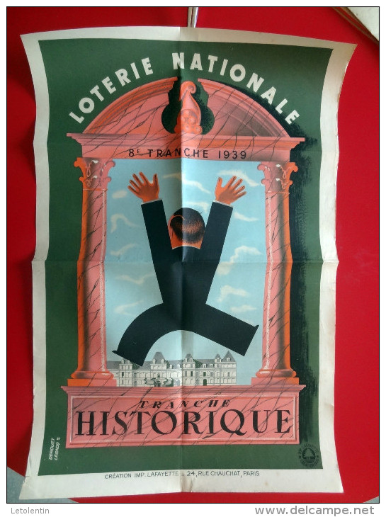 AFFICHE LOTERIE NATIONALE - 8 ème TRANCHE 1939 TRANCHE HISTORIQUE - Affiches