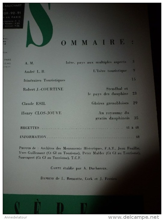 1968  LA FRANCE A TABLE :  L' ISERE (Vienne, Grenoble, Grande Chartreuse, Les 3 Pucelles , Glacier Du Chardon...etc - Toerisme En Regio's