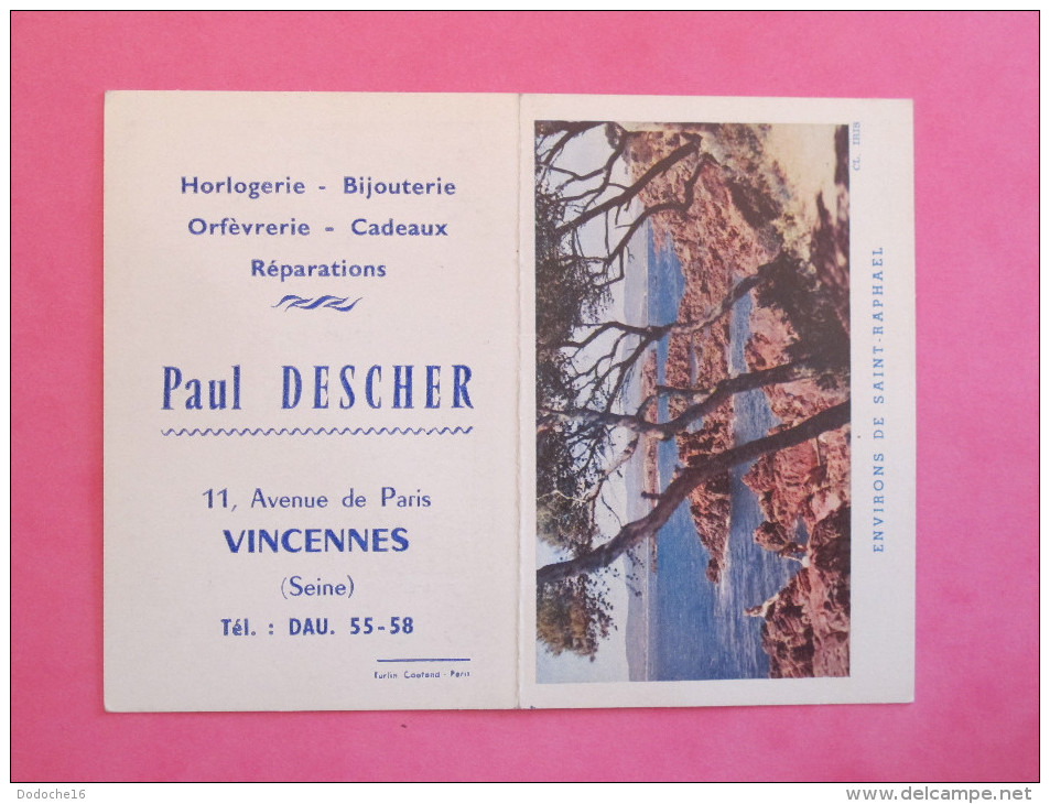 Petit Calendrier 1962 - Horlogerie Bijouterie à Vincennes - Environs De Saint-Raphael - Petit Format : 1961-70