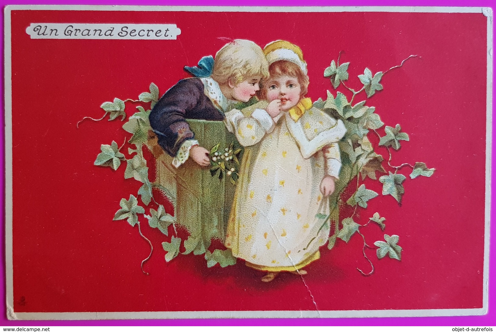 Cpa Un Grand Secret Raphael Tuck Serie 414 Carte Postale Vierge 1906 Enfants Children Kinder Un Mot à La Poste - Tuck, Raphael