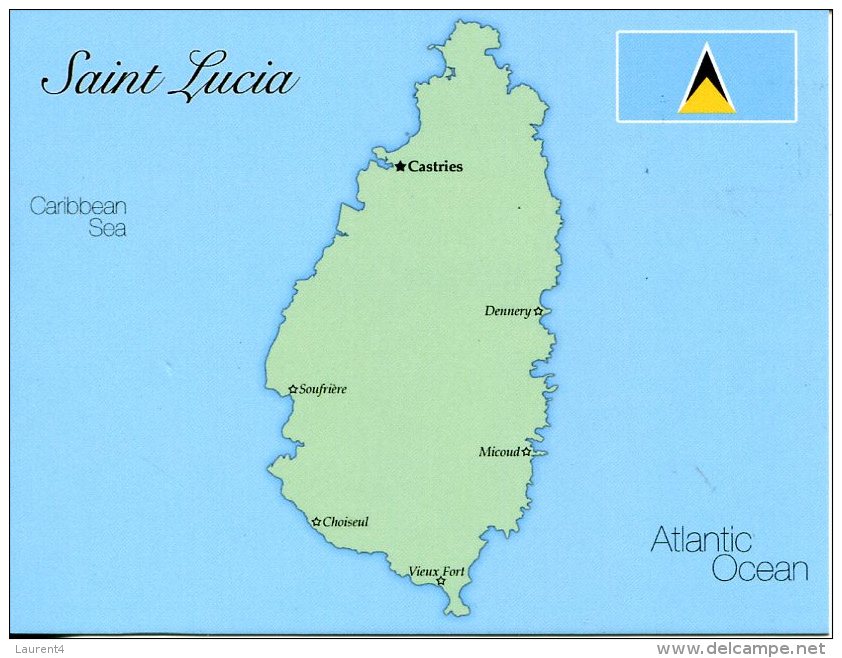 Map - St Lucia Island - Ile De Sainte Lucie - Santa Lucía