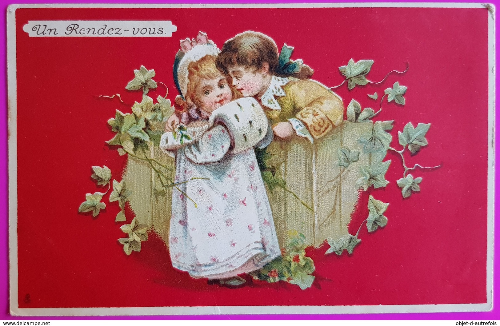 Cpa Un Rendez Vous Raphael Tuck Serie 414 Carte Postale Vierge 1906 Enfants Children Kinder Un Mot à La Poste - Tuck, Raphael
