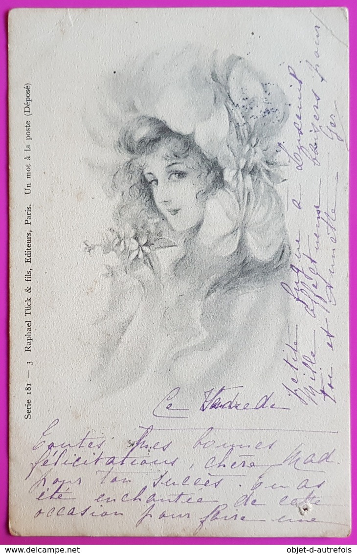 Cpa Art Nouveau Raphael Tuck Serie 181 Carte Postale 1905 Femme Frau Lady Tenant Un Bouquet De Fleurs - Tuck, Raphael