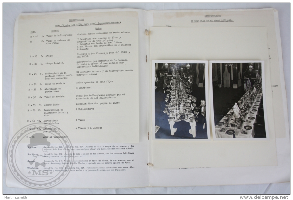 1960 Great Military Programme Document & Images  About The Demonstration By Ships Of The Royal Navy Off Barcelona. - Luchtvaart