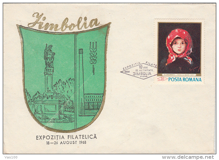 JIMBOLIA PHILATELIC EXHIBITION, SPECIAL COVER, 1968, ROMANIA - Covers & Documents