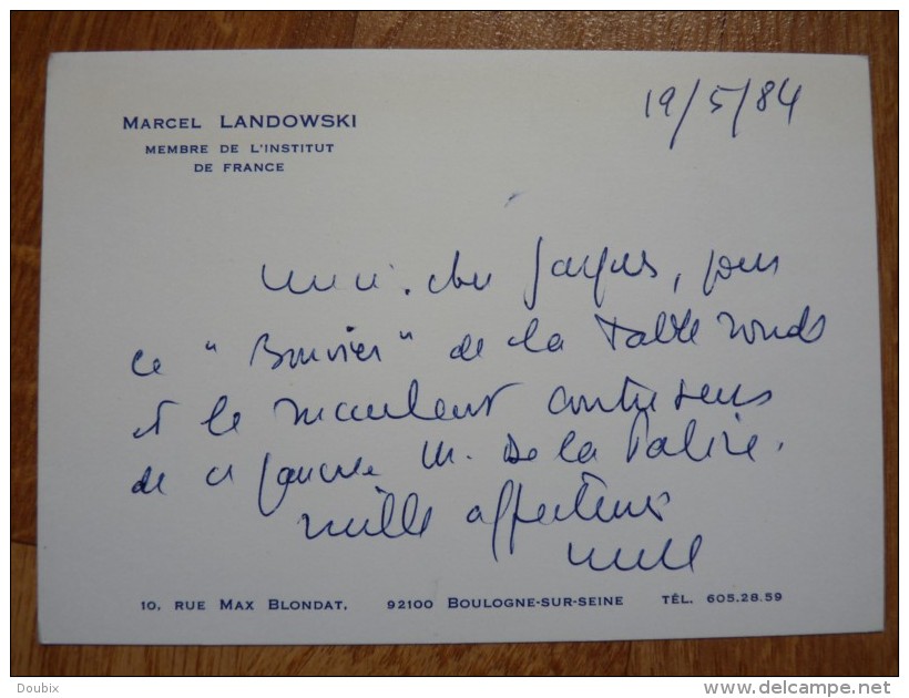 Marcel LANDOSWKI (1915-1999) Compositeur - BEAUX ARTS - Ministère Malraux -  AUTOGRAPHE - Autres & Non Classés