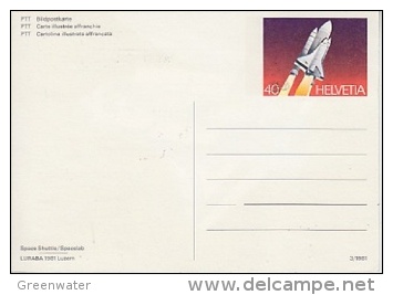 Switzerland 1981 Postal Stationery Frontside 2 US Stamps Ca Kennedy Space Center, Ca Launch Station Spacelab (19967) - Europa