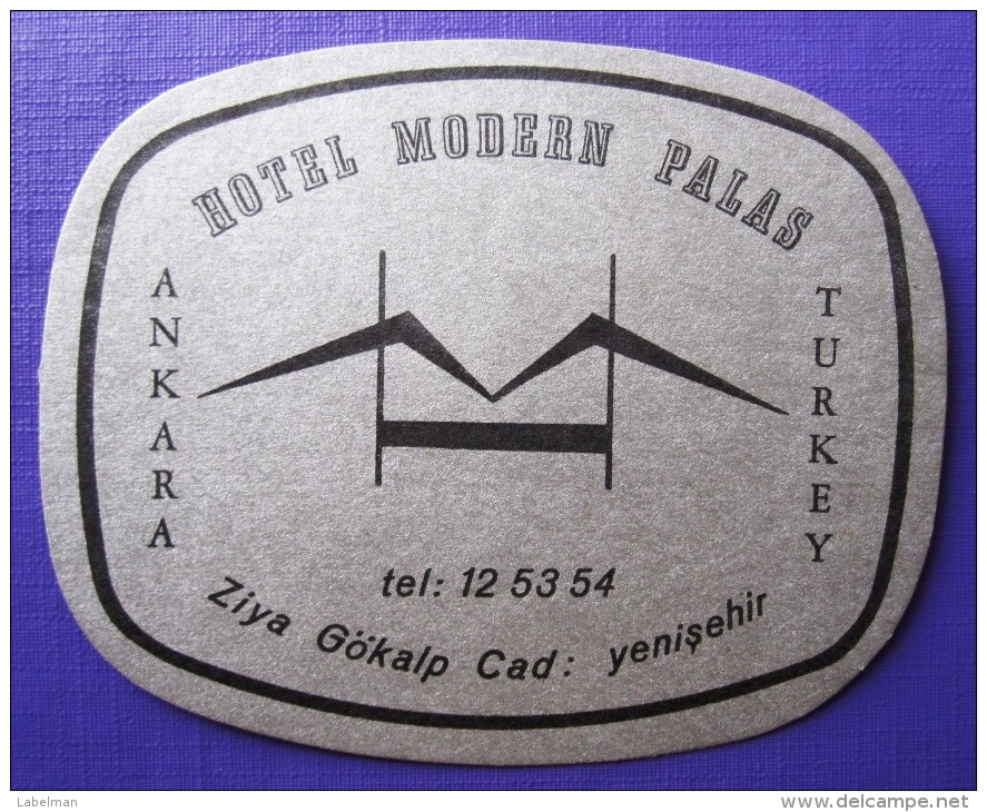 HOTEL RESIDENCE PENSION MOTEL OTEL MINI MODERN PALAS ANKARA TURKEY DECAL STICKER LUGGAGE LABEL ETIQUETTE AUFKLEBER - Etiquettes D'hotels