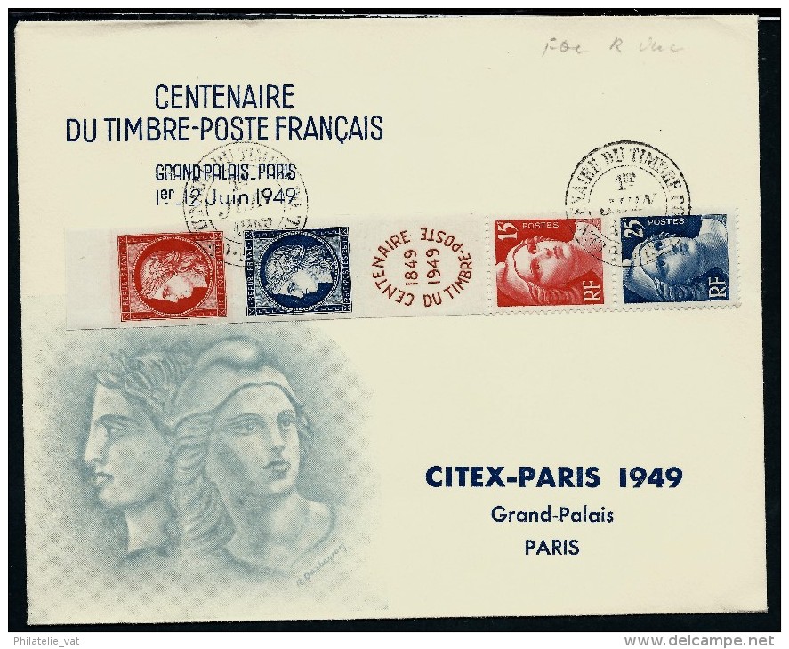 FRANCE- BANDE DU CENTENAIRE SUR LETTRE ILLUSTREE OBLI 1er JOUR 1949  LOT P2339 - ....-1949