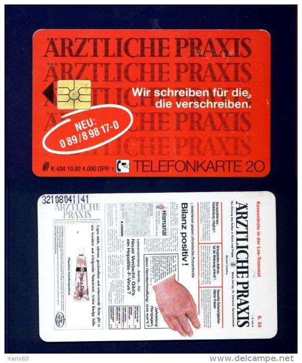 GERMANY: K-434 10/92  "Arztliche Praxis" Unused. (4.000ex) - K-Reeksen : Reeks Klanten