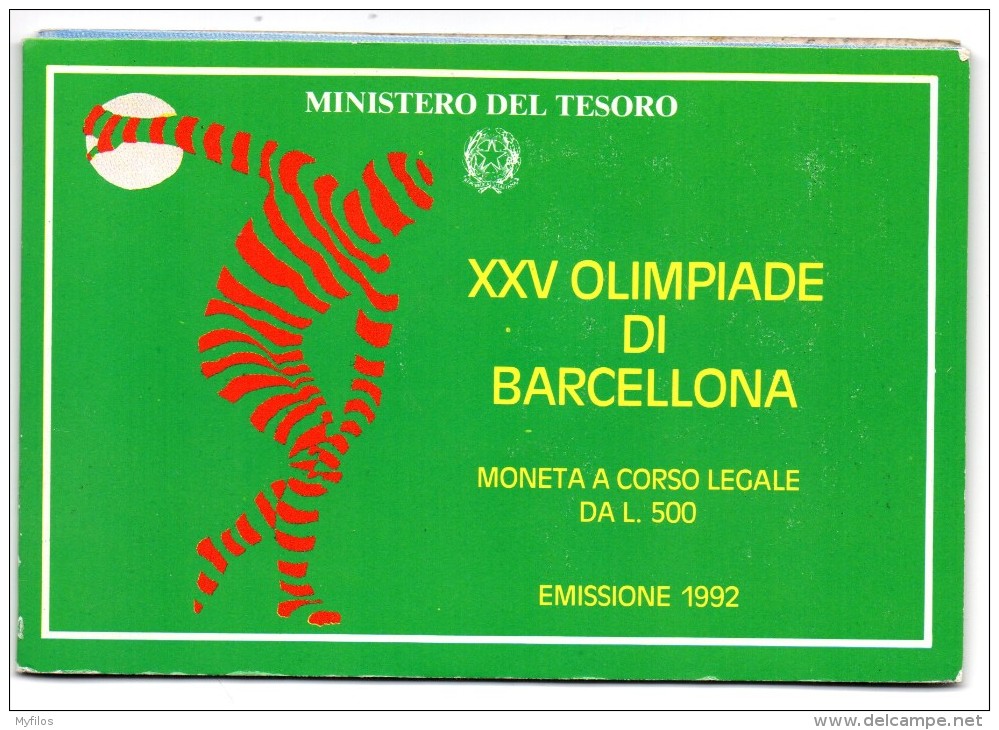 1992 ITALIA BARCELLONA XXV OLIMPIADE LIRE 500 ARG FDC - Herdenking