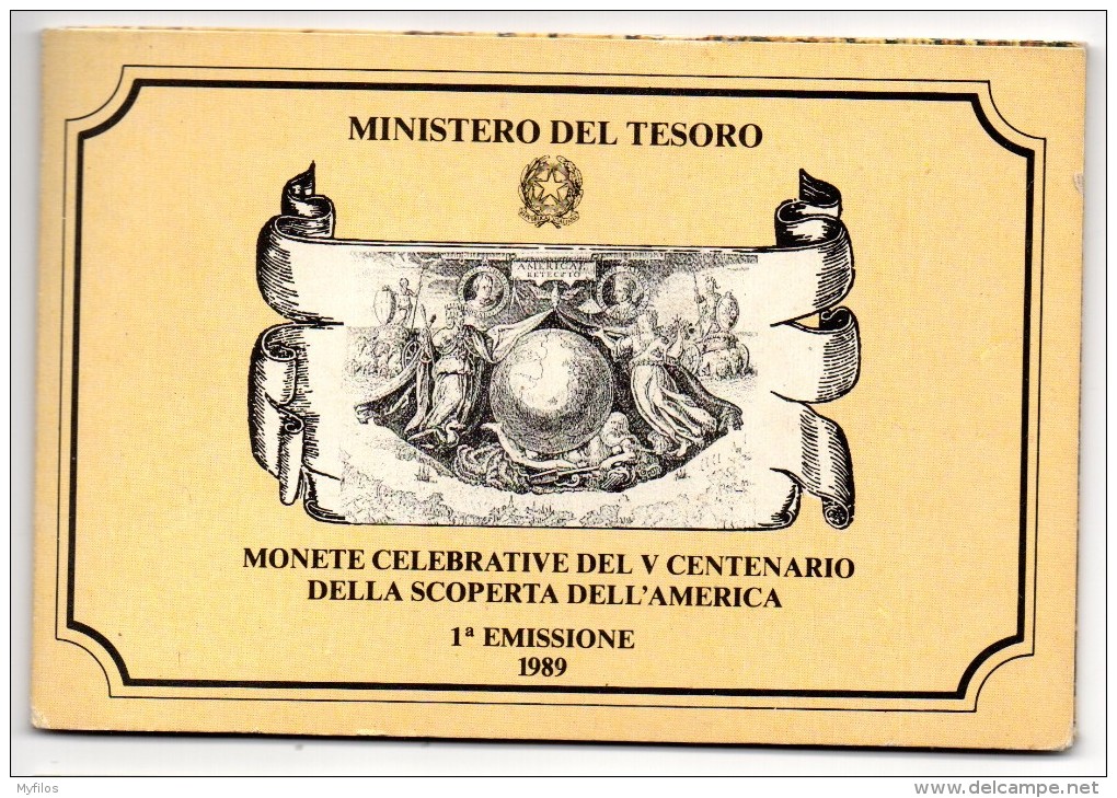 1989 ITALIA COLOMBO SCOPERTA DELL´AMERICA 1° EMISSIONE DITTICO ARG FDC - Gedenkmünzen