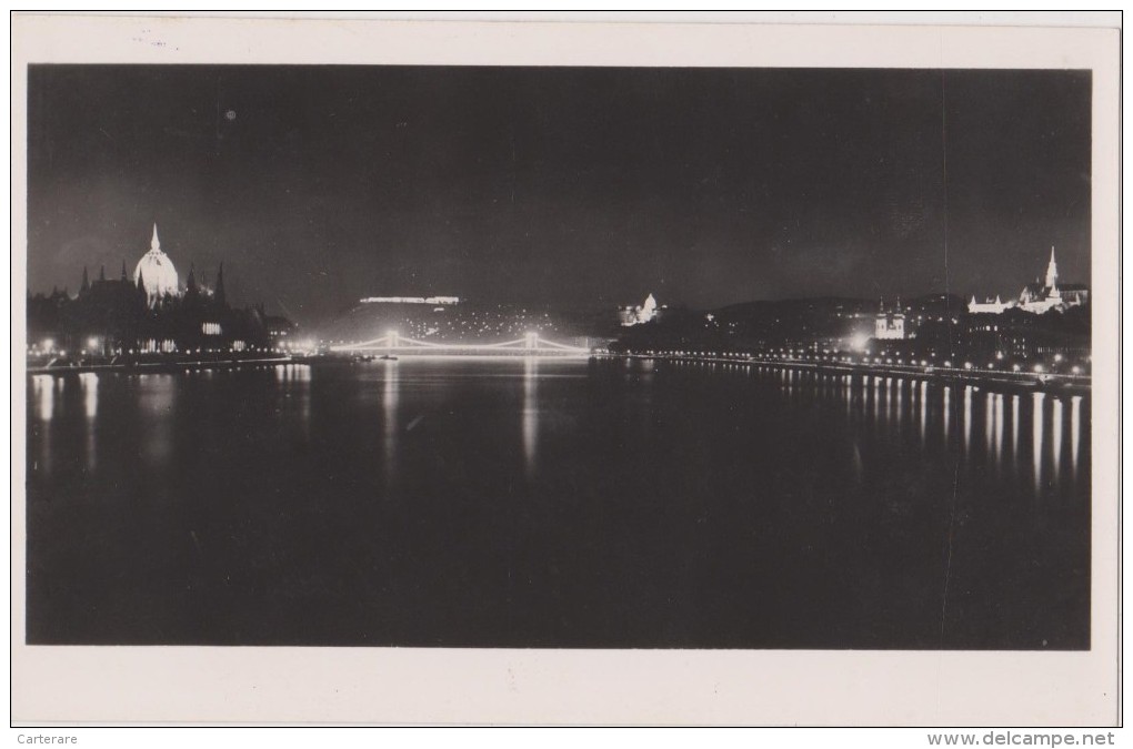 HONGRIE,BUDAPEST La Nuit En 1938,by Night,éjjel,pont éclairé - Hongrie