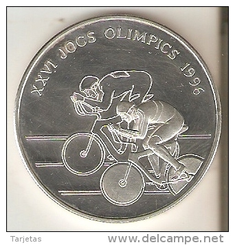 MONEDA DE PLATA DE ANDORRA DE 10 DINERS AÑO 1994 CICLISMO (SILVER-ARGENT) OLIMPIADAS DEL AÑO 1996 - Andorre