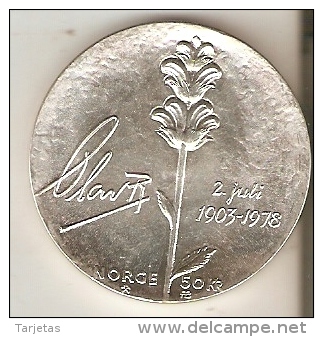 MONEDA DE PLATA DE NORUEGA DE 50 KRONER DEL AÑO 1978  (COIN) SILVER-ARGENT - Norvège