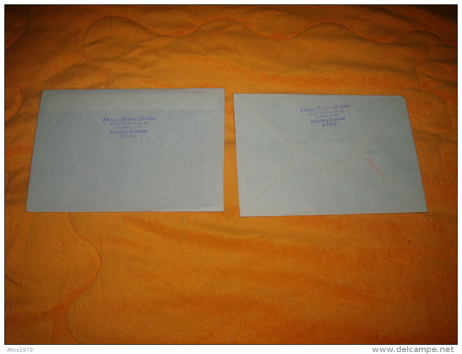 LOT DE 2 ENVELOPPES UNIQUEMENT DE 1990. / HEINZ JURGEN GUDDAT /R. BERLIN 942 ET 609 POUR HEIDELBERG. / CACHETS + TIMBRES - Autres & Non Classés