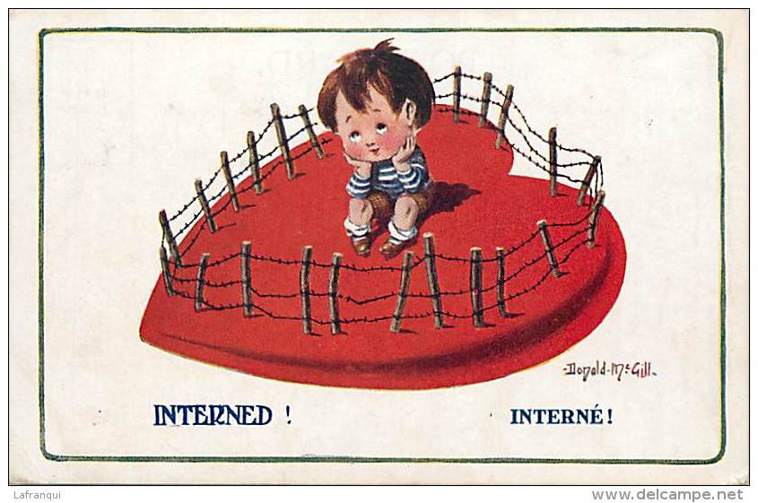 Guerre 1914-18- Ref K587- Illustrateur Donald Mc Gill - Interné , Le Coeur - Carte Bon Etat  - - Mc Gill, Donald