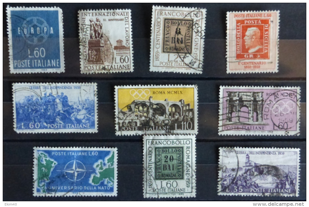 Selection Of 10 Old Used 1959  Stamps From Italy No DEL-1249. - Non Classificati