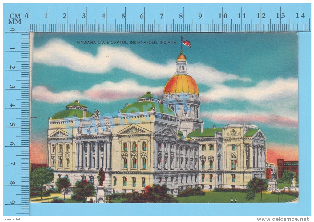 CPSM, Indiana ( Indiana State Capitol Indianapolis ) Linen Postcard Recto/Verso - Indianapolis