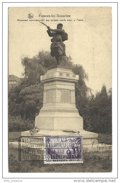 CPA - FRASNES LEZ GOSSELIES - Monument Commémoratif - Cachet Griffe Au Verso   // - Les Bons Villers