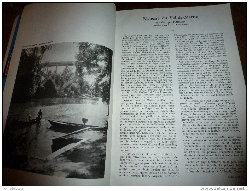 1975  LA FRANCE A TABLE : Le VAL De MARNE  (Vincennes,Le Krémelin-Bicêtre, Villeneuve-St-Georges, Créteil..etc - Andere & Zonder Classificatie