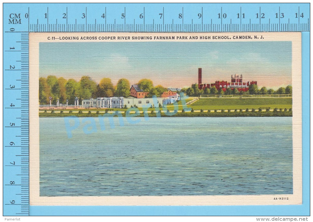 CPSM, New Jersey ( Cooper River Showing Farnham Park And High School, Camden ) Linen Postcard Recto/Verso - Camden