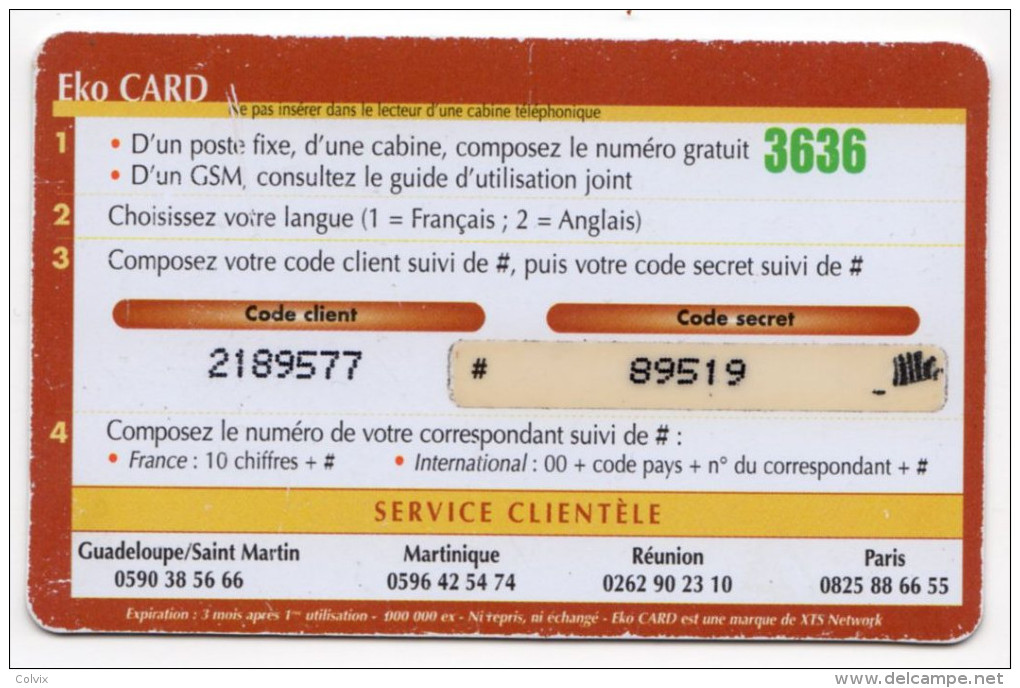 GUADELOUPE EKOCARD Ref MV CARD ANTF CT52 La Rivière Aux écrevisses 7,5€ - Antilles (Françaises)