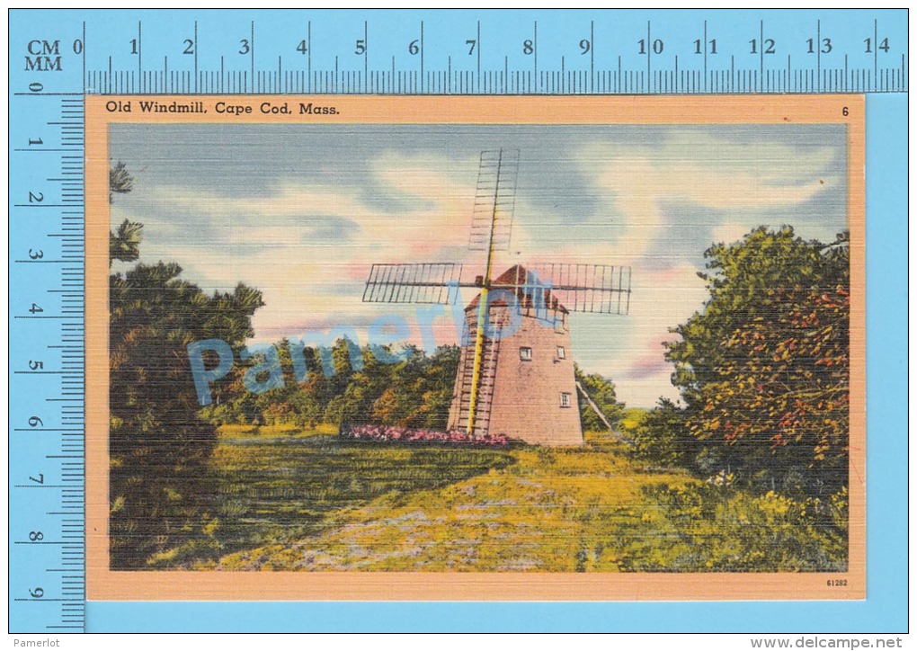 CPSM, Massachusetts ( Old Windmill, Cape Cod) Linen Postcard Recto/Verso - Cape Cod