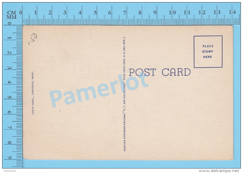 CPSM, Massachusetts ( The Dam Merrimac River, Lawrence ) Linen Postcard Recto/Verso - Lawrence