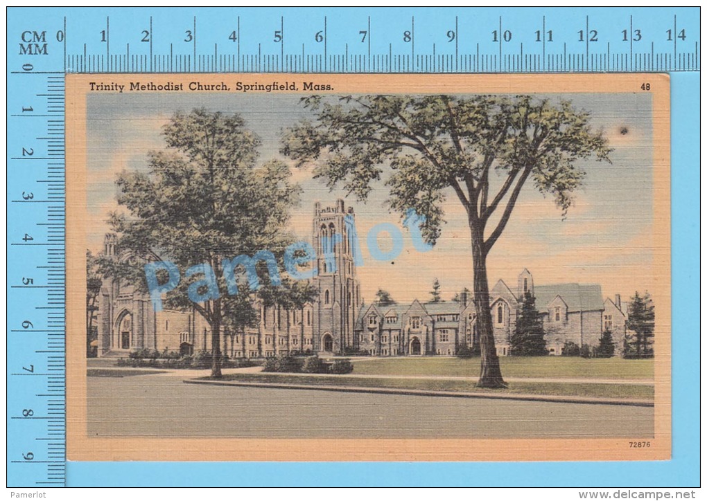 CPSM, Massachusetts ( Trinity Methodist Church, Springfield ) Linen Postcard Recto/Verso - Springfield