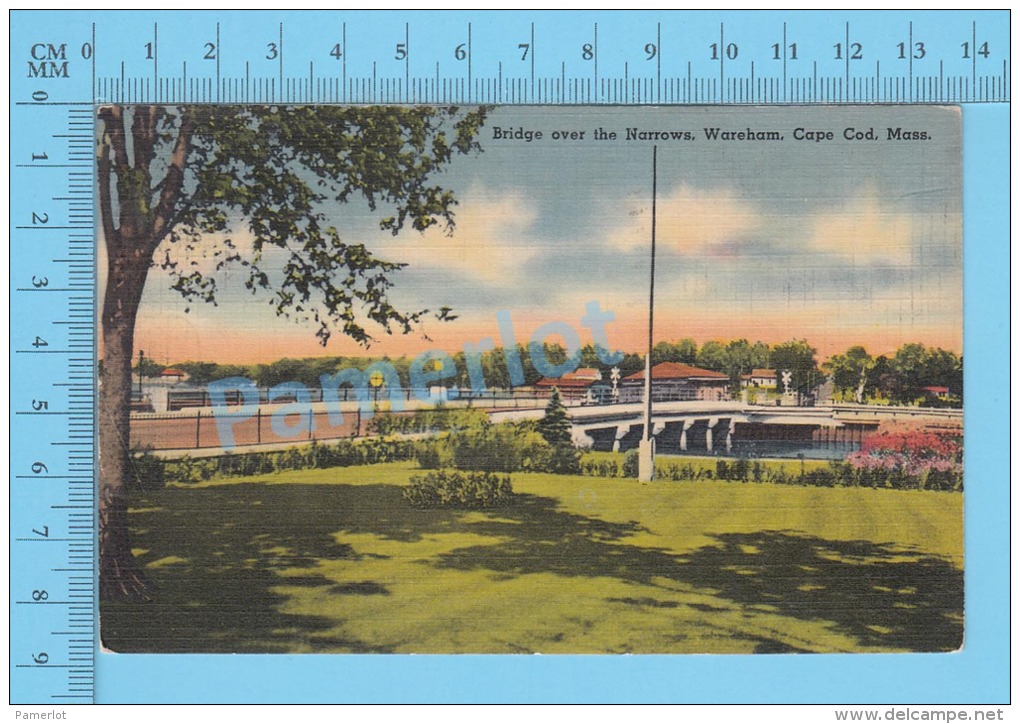 CPSM, Massachusetts ( Bridge Over The Narrows Wareham, Cape Cod, Cover Wareham 1942 ) Linen Postcard Recto/Verso - Cape Cod