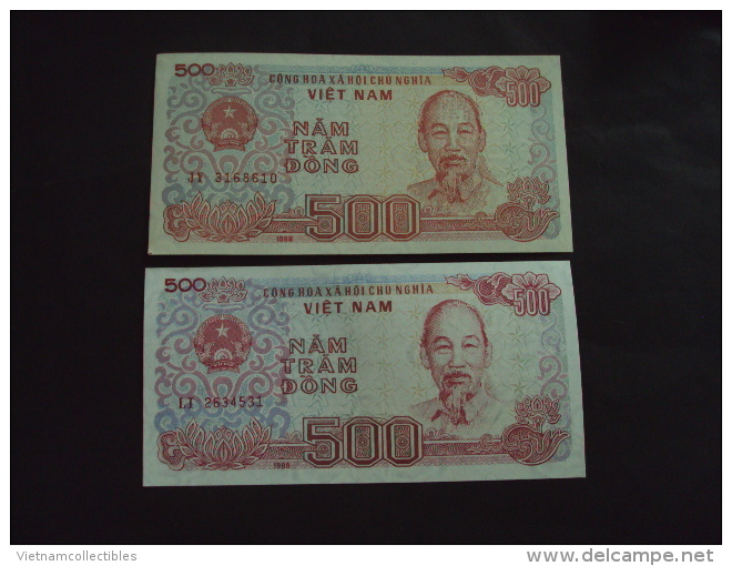 02 Different Vietnam Viet Nam 500 Dong UNC Banknotes 1988  / 02 Images - Vietnam