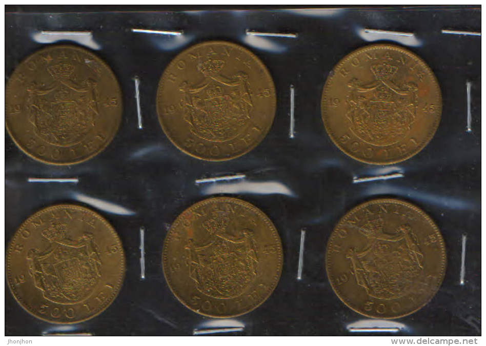 Romania 500 Lei 1945,lot 6 Coins,good Condition - 2/scans - Roemenië