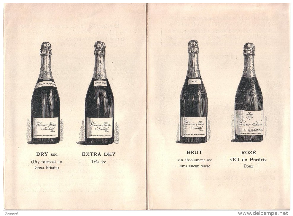 SUISSE - NEUCHATEL - DEPLIANT PUBLICITE - GRANDS VINS MOUSSEUX - BOUVIER FRERES - Svizzera