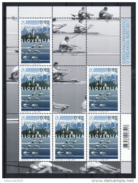 2354/ Slowenien Slovenia 2011 Mi.No. 901 ** MNH MS KB World Rowing Championships Rudern  Aviron Lake Church Imountains - Slowenien