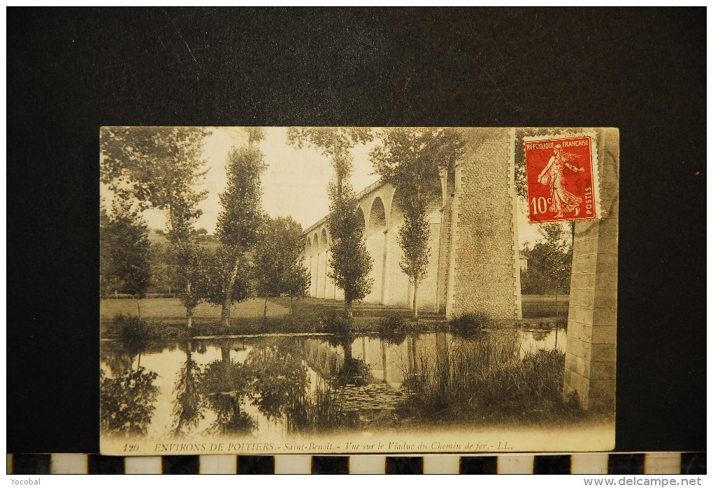 CP, 86, SAINT BENOIT Environs De POITIERS Vue Sur Le Viaduc Du Chemin De Fer Voyagé En 1908 - Saint Benoit