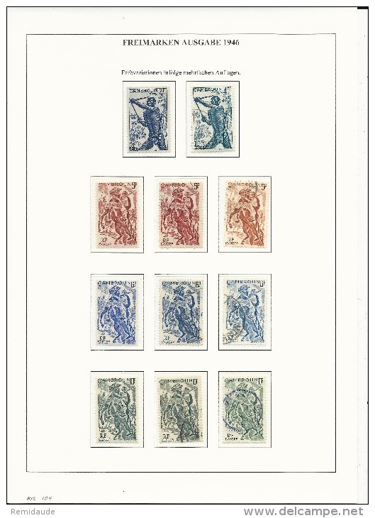 CAMEROUN - 1946 - PETITE ETUDE VARIETES Des COULEURS De La SERIE COURANTE De 1946 Sur 3 FEUILLES D'EXPOSITION - Unused Stamps