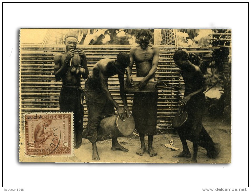 Congo - Instruments De Musique Des Basakata - Anim - Nn Viagg With STAMP Congo Belge 25 C - Congo Belga